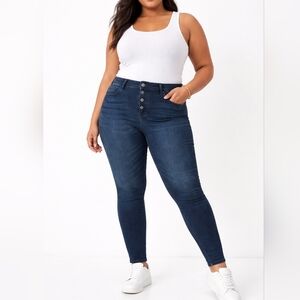 American Eagle Hi Rise Button Fly Next Level Stretch Jeggings – Dark Wash